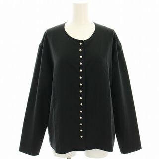 インゲボルグ(INGEBORG)のインゲボルグ ノーカラーシャツ ブラウス 長袖 パールボタン 黒 ブラック(シャツ/ブラウス(長袖/七分))