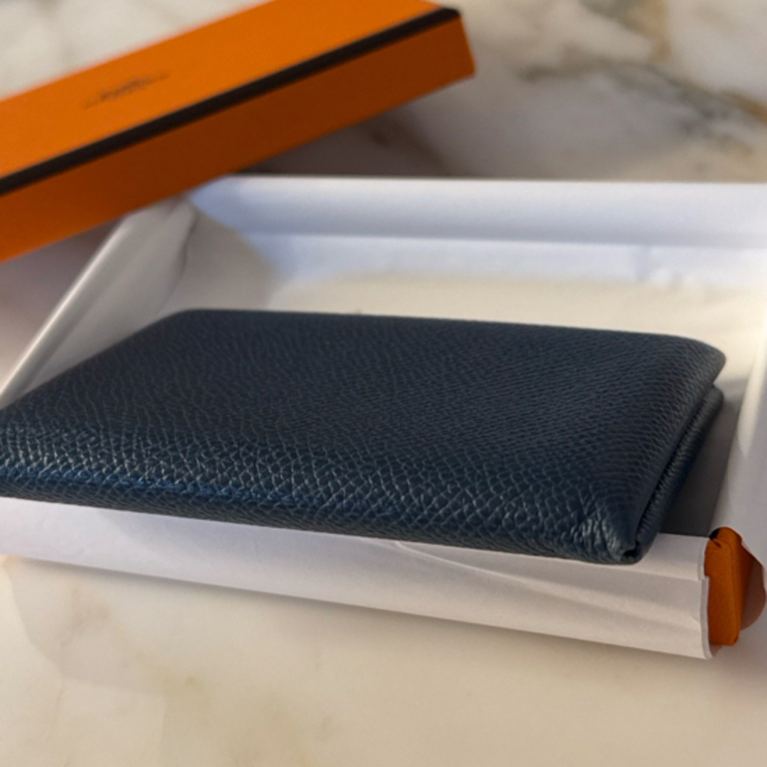 HERMES - 美品HERMES カードケース ガルヴィ ブルー 刻印ありの