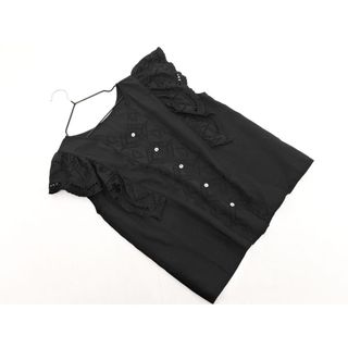 le.coeur blanc ルクールブラン レース ノースリーブ ブラウス シャツ size38/黒 ■◆ レディース