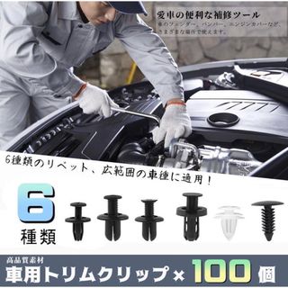 トリムクリップ リベット 100個 6種類 トリムクリップ バンパークリップ(汎用パーツ)