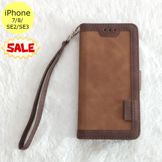 セール中♪ レトロ 手帳型 iPhone7/8/SE2/SE3ケース ブラウン(iPhoneケース)