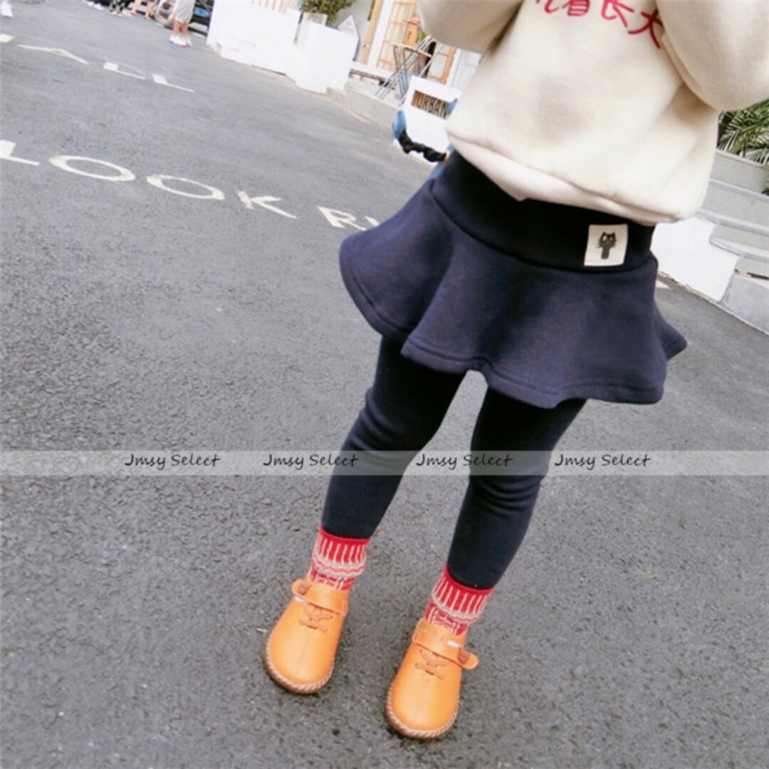 100★紺★裏起毛スカラップフリルスカッツ　レギパン子供服スカートパンツレギンス キッズ/ベビー/マタニティのキッズ服女の子用(90cm~)(パンツ/スパッツ)の商品写真