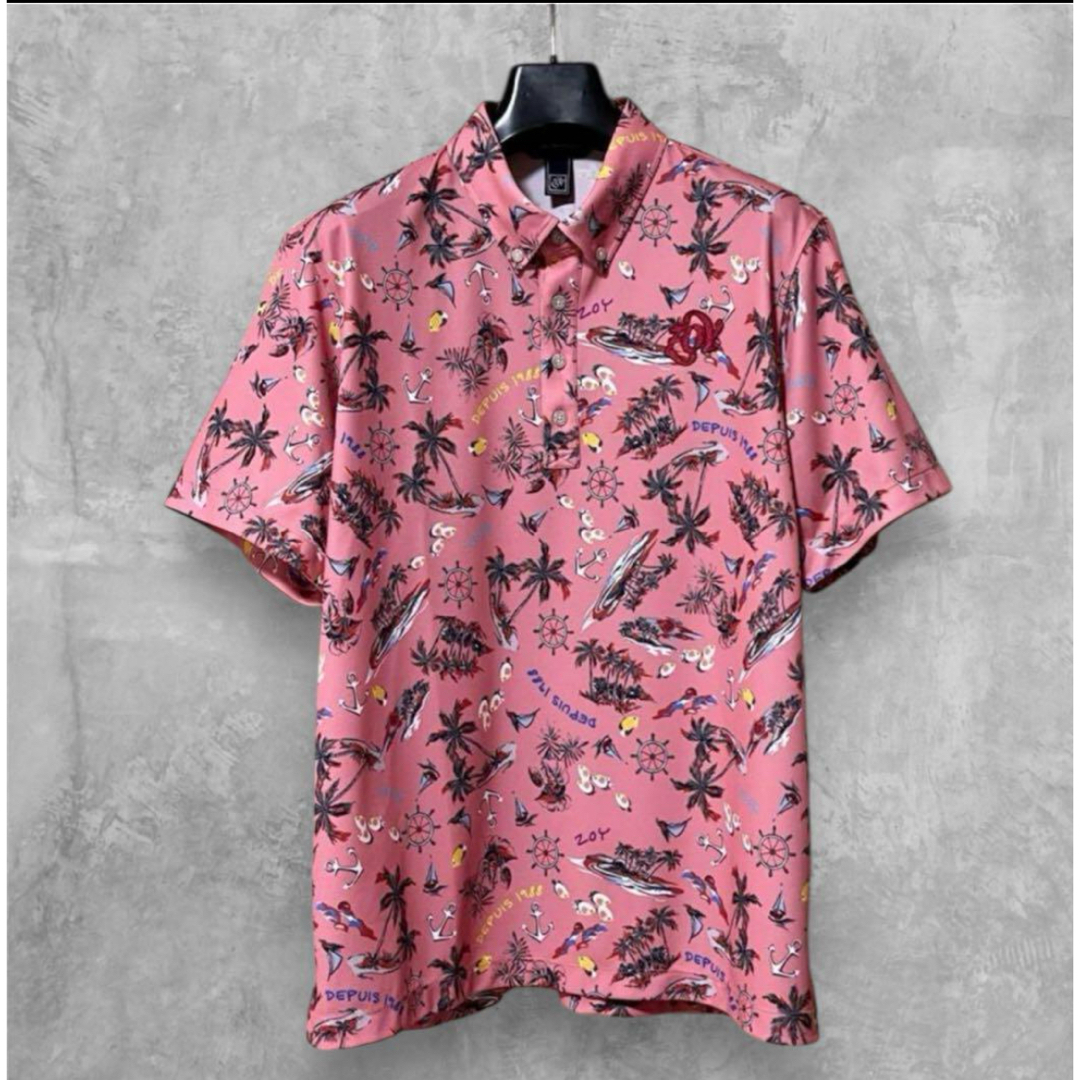 【メーカー直送】 ZOY - 定価 4 半袖ポロシャツ マルチアロハプリント ゾーイ ZOY トップス