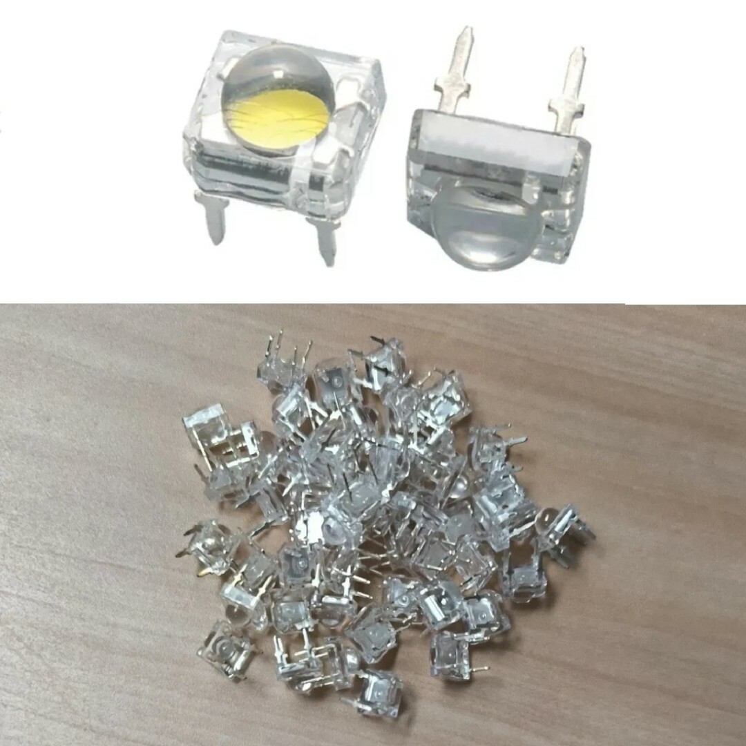 50個、DIY用 7mm 4pin LED ホワイト LED ライト 白オレンジ 自動車/バイクの自動車(車外アクセサリ)の商品写真