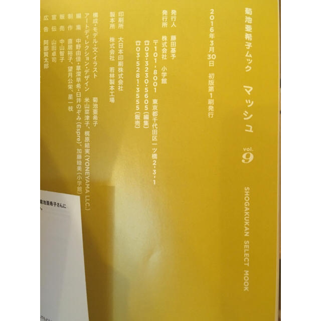 小学館(ショウガクカン)のマッシュ 9 菊池亜希子ムック エンタメ/ホビーの雑誌(ファッション)の商品写真