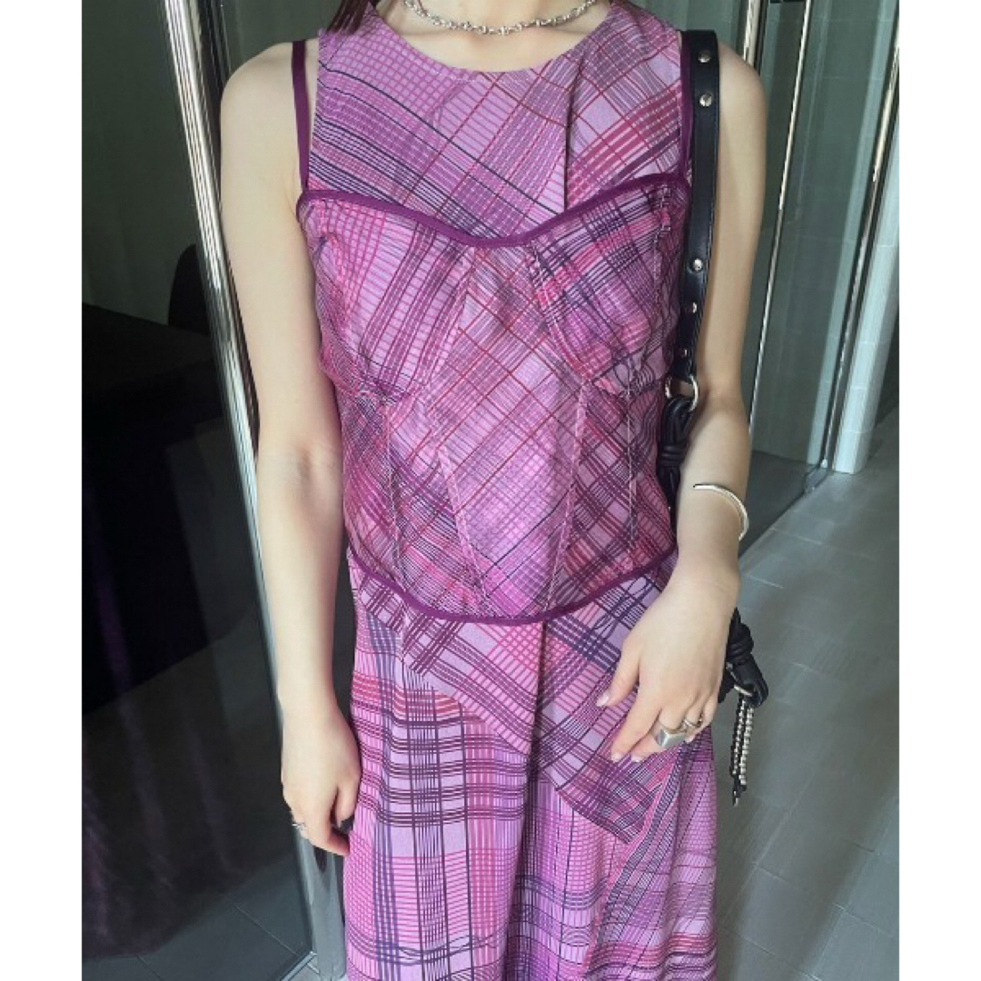 ワンピース Ameri MEDI STRAIN CHECK DRESS MEDI STRAIN CHECK DRESS