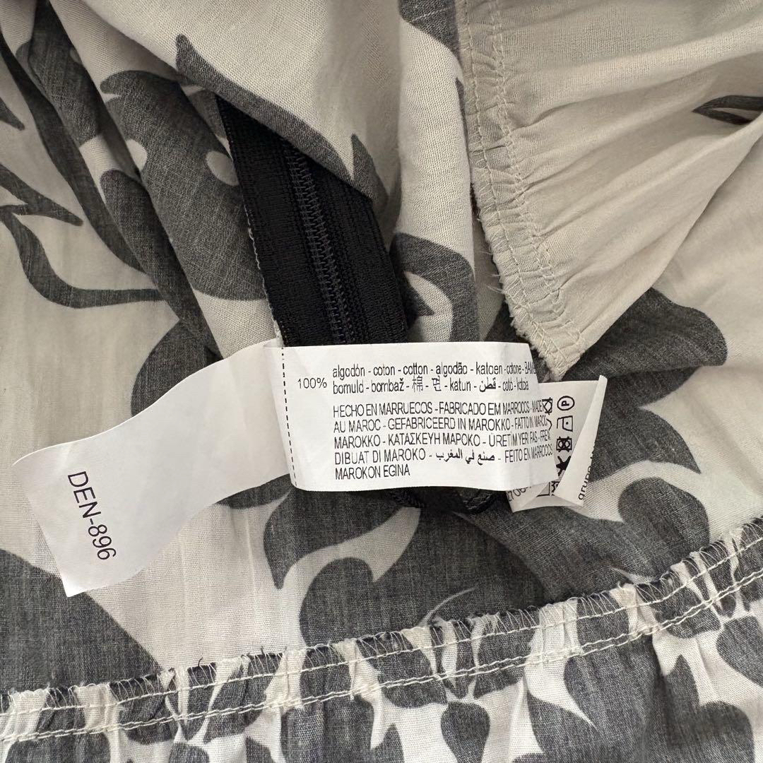 ZARA ワンピース ティアード Aライン 総柄 白 黒 パーティー