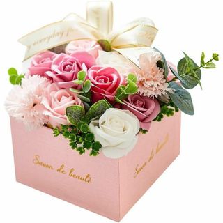 記念日 誕生日 ソープフラワー ギフト ピンク箱付(その他)