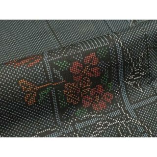 平和屋着物■本場大島紬　7マルキ　草花文　正絹　逸品　DAAS5554we(着物)