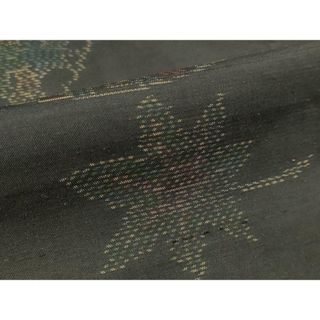 平和屋着物■本場大島紬　地紙草花文　反端付き　正絹　逸品　DAAS5567we(着物)