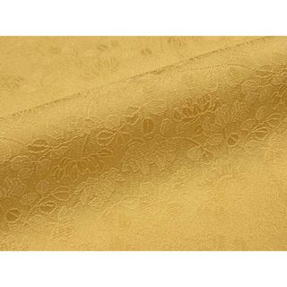 平和屋着物■上質な色無地　草花地紙　卵色　正絹　逸品　DAAS5572we(着物)