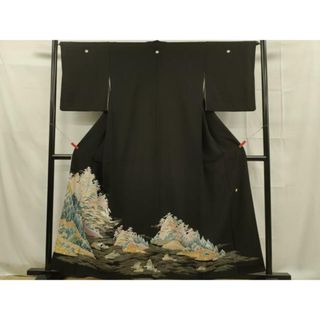 平和屋着物■豪華黒留袖　作家物　重山樹林流水文　金彩　正絹　逸品　DAAS5524we(着物)