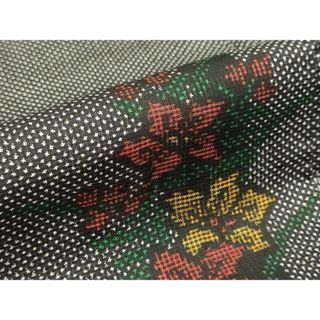 平和屋着物■本場大島紬　7マルキ　草花文　正絹　逸品　未使用　DAAS5548we(着物)