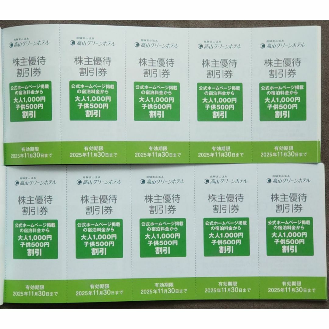 高山グリーンホテル 割引券 チケットの優待券/割引券(宿泊券)の商品写真