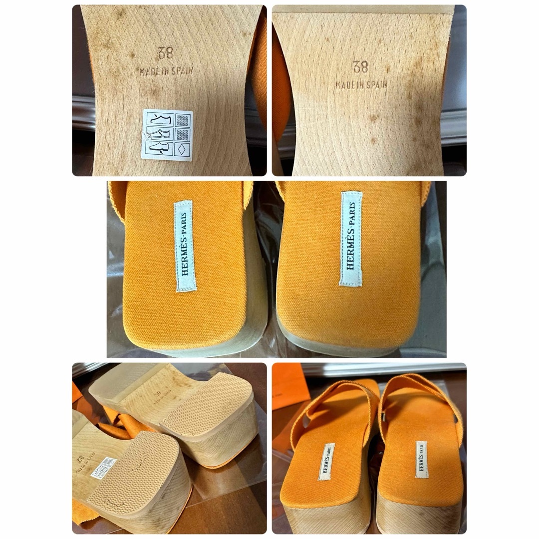 HERMES - エルメス マルジェラ期 サンダル オレンジ 38 ウッド