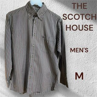 ザスコッチハウス(THE SCOTCH HOUSE)のTHE SCOTCH HOUSE ストライプ長袖シャツ メンズM 上品カジュアル(シャツ)