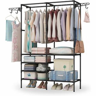 ⚡洋服 ハンガーラック大容量 寝室用スタンディング収納 組み立て簡単(棚/ラック/タンス)