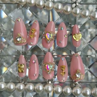 キラキラ ネイルチップ ハンドメイド つけ爪 ♡現品♡(ネイルチップ)
