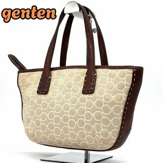 ゲンテン(genten)のナチュラルな品格✨　ゲンテン　ハンドバッグ ミニトート キャンバス　ベージュ(ハンドバッグ)
