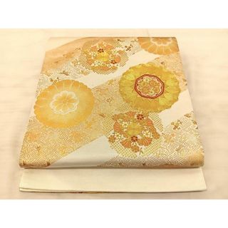 平和屋着物◎太鼓柄袋帯　駒刺繍　正倉院　引箔　正絹　逸品　BAAS9887du(帯)