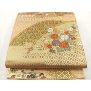 平和屋着物◎六通柄袋帯　唐織　間垣花文　金糸　正絹　逸品　BAAS4375ea(帯)