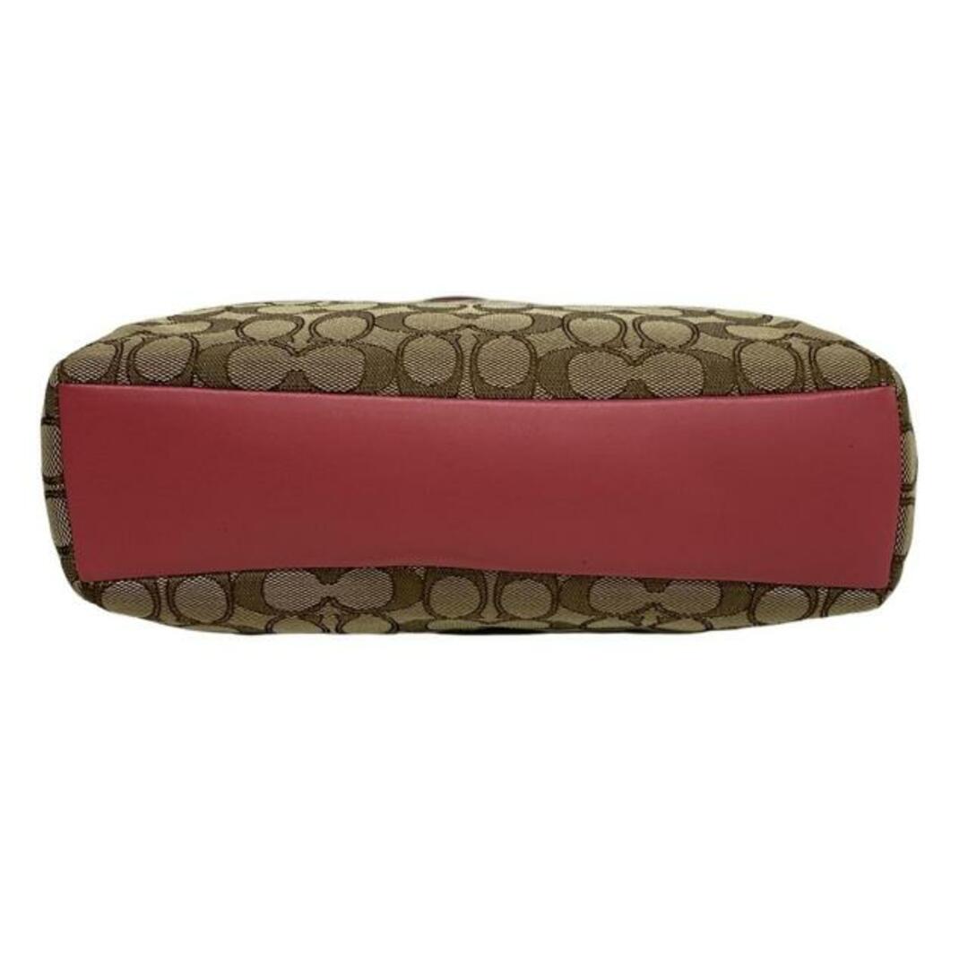 COACH(コーチ)のCOACH(コーチ) ハンドバッグ シグネチャー柄 F58283 カーキ×ピンク レザー レディースのバッグ(ハンドバッグ)の商品写真