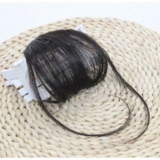前髪ウィッグ ブラック クリップ式 シースルーバング レディース 黒(前髪ウィッグ)