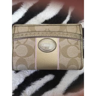 コーチ(COACH)の☆中古☆COACH二つ折り/ベージュがま口財布(財布)