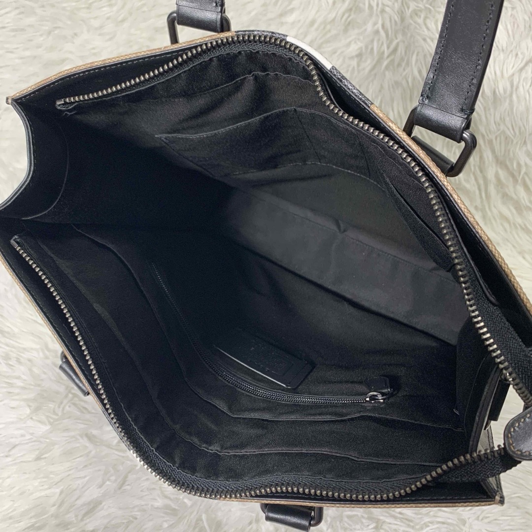 COACHトートバッグ pvc シグネチャー レザー ブラウン 美品✨】コーチ トートバッグ pvc シグネチャー レザー ブラウン