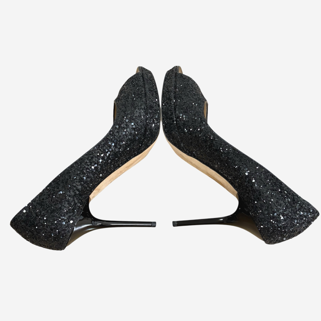 JIMMY CHOO - 美品 ジミーチュウ パンプス グリッター オープン