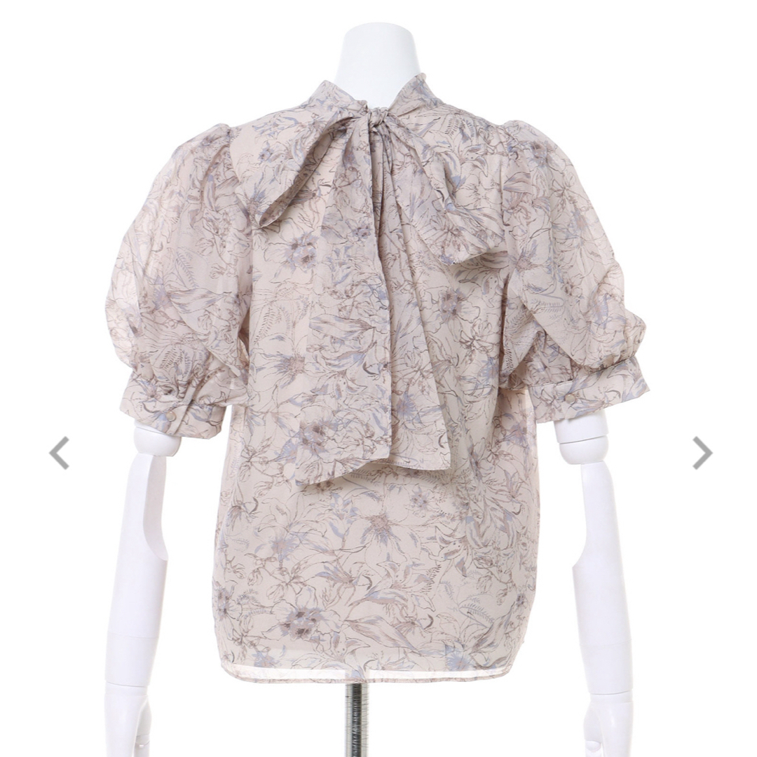 INGNI(イング)のINGNI イング　花柄シアー2WAYリボンブラウス　半袖　トップス レディースのトップス(シャツ/ブラウス(半袖/袖なし))の商品写真