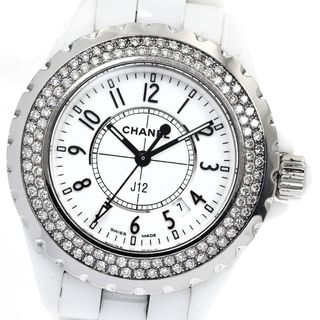 シャネル(CHANEL)のシャネル CHANEL H0967 J12 ダイヤベゼル 白セラミック デイト クォーツ レディース _882958(腕時計)