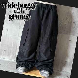 y2k opium wide buggy cargo pants 裾広 光沢(デニム/ジーンズ)