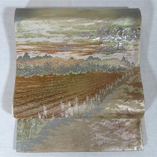 OF150 袋帯　風景　シルバー　フォーマル　美品　匿名配送(帯)