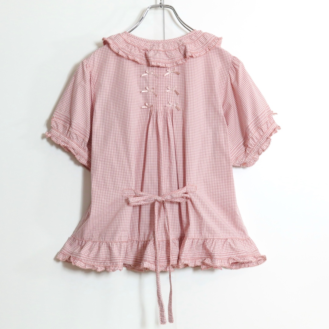 PINKHOUSE 花柄チェック リボンフリルブラウス