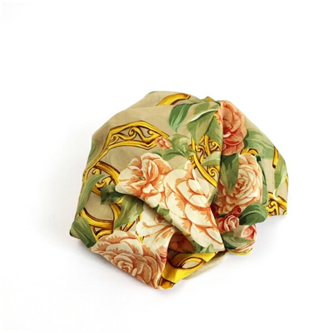 CHANEL - シャネル シルク スカーフ ベージュ 花柄 中古 AB