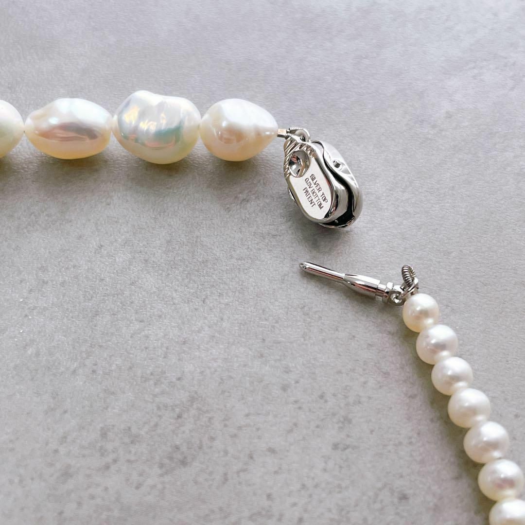 定番のお歳暮 美品✨J_Products パールネックレス 箱付きの SILVER バロック アクセサリー