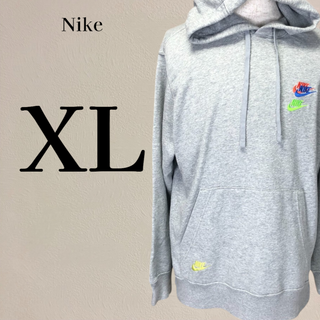 ナイキ(NIKE)の【メンズ★レア美品】ナイキ NIKE ロゴ刺繍 パーカー グレー XLサイズ お(パーカー)
