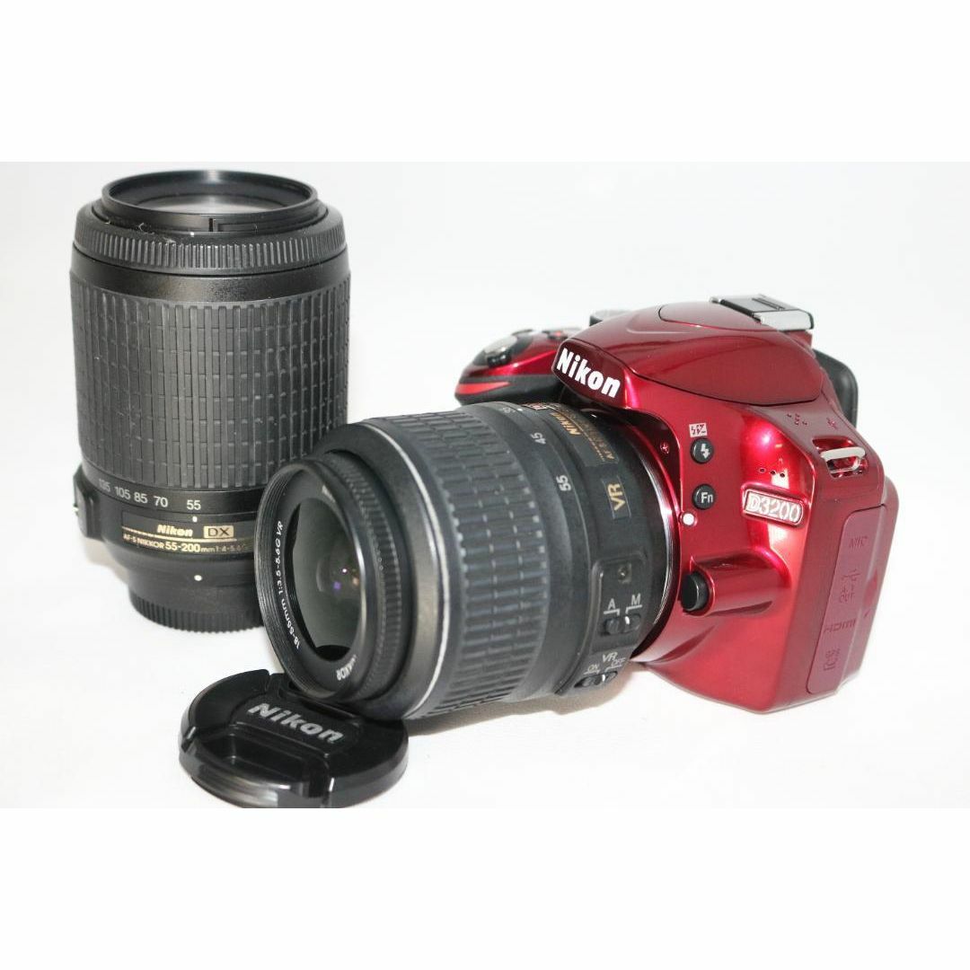 望遠レンズセット S回数少⭐希少レッド⭐Nikon D3200⭐一眼レフ 美品 望遠レンズセット S回数少⭐希少レッド⭐Nikon D3200⭐一眼レフ 美