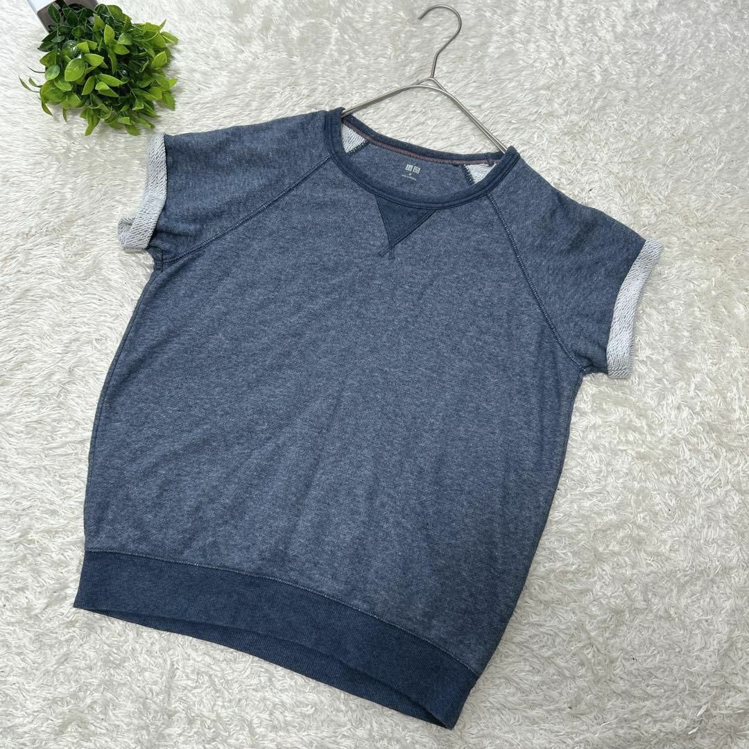 UNIQLO(ユニクロ)の【ユニクロ UNIQLO】 スウェット 半袖Tシャツ (M) 青 レディースのトップス(カットソー(半袖/袖なし))の商品写真