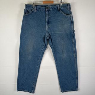 ディッキーズ(Dickies)の古着 ディッキーズ Dickies デニムパンツ ワーク ペインター ジーンズ ジーパン 色落ち ボタンフライ w40 L32  ブルー メンズ(デニム/ジーンズ)