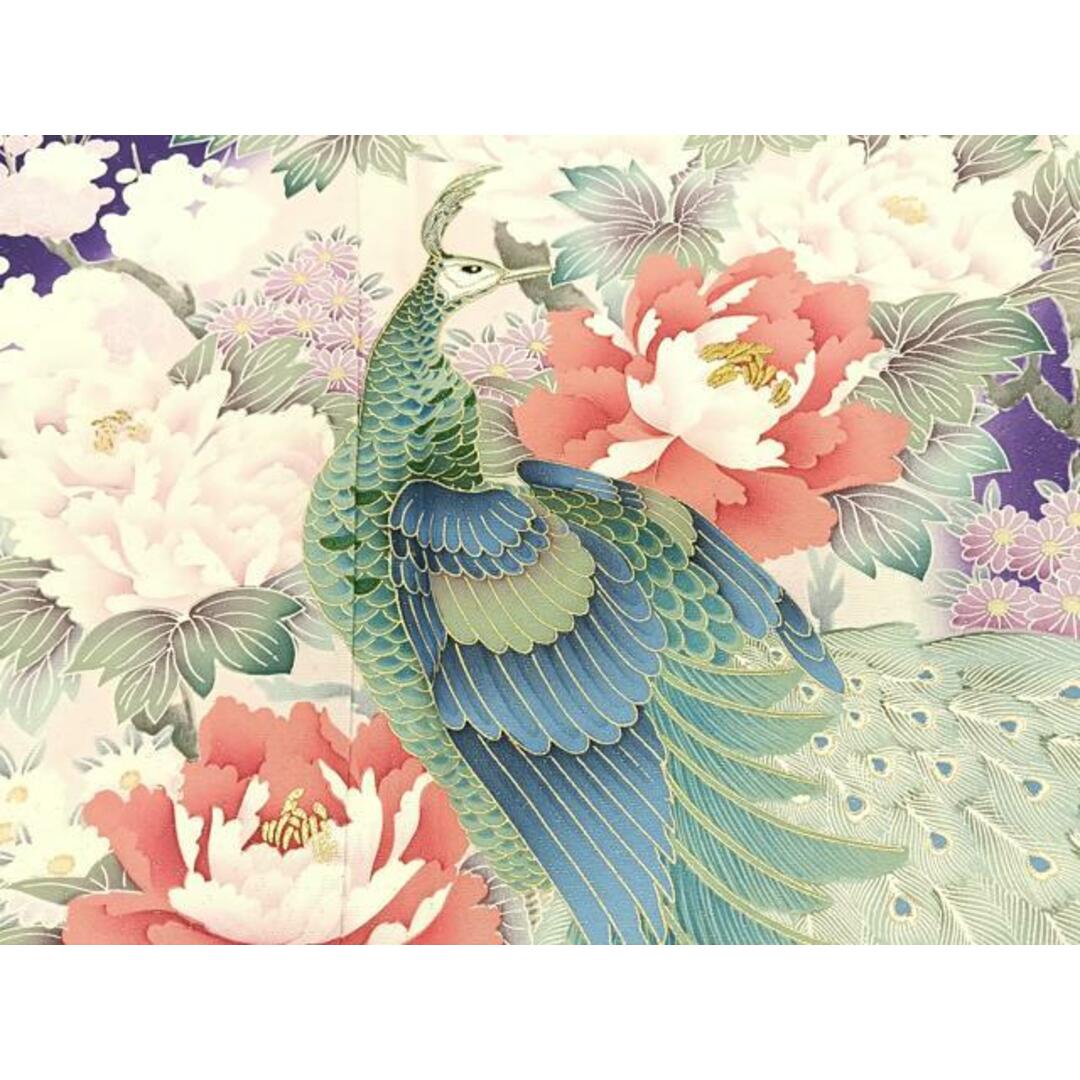 平和屋着物□豪華振袖 孔雀花文 暈し染め 金彩 正絹 逸品