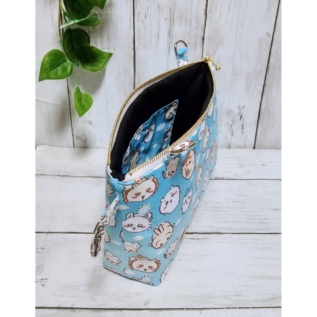 短足ちゃん ７様 ファスナー 25cm.ポーチ 角型がま口 通帳ケース ２点 ハンドメイドのファッション小物(ポーチ)の商品写真