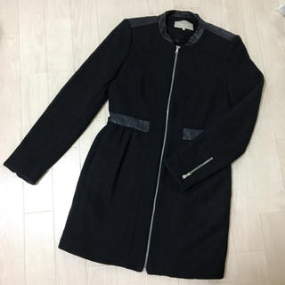 ザラ(ZARA)のZARA レザー切り替え ノーカラーコート(ノーカラージャケット)