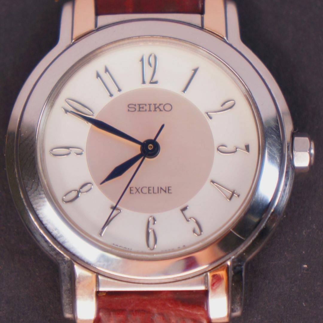 SEIKO エクセリーヌ 腕時計 コンビ シェル盤 1Pダイヤ ダイヤベルト