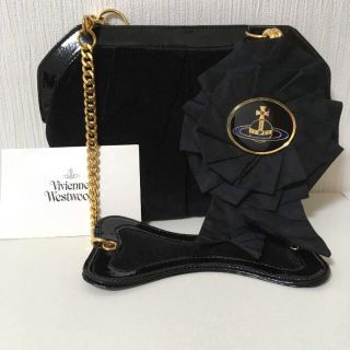 ヴィヴィアンウエストウッド(Vivienne Westwood)の希少☆美品 エナメルオーブロゼッタ付 チェーンバッグ(ショルダーバッグ)