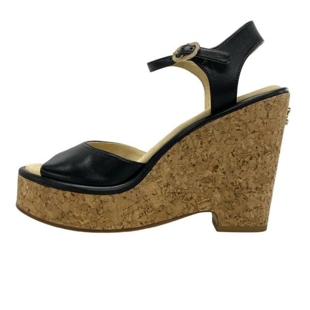 CHANEL - CHANEL(シャネル) サンダル 38 1/2 レディース - 黒