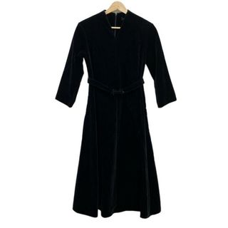 S Max Mara(マックスマーラ) ワンピース サイズ34 XS レディース - ダークネイビー Vネック/長袖/ロング/ベロア(その他)