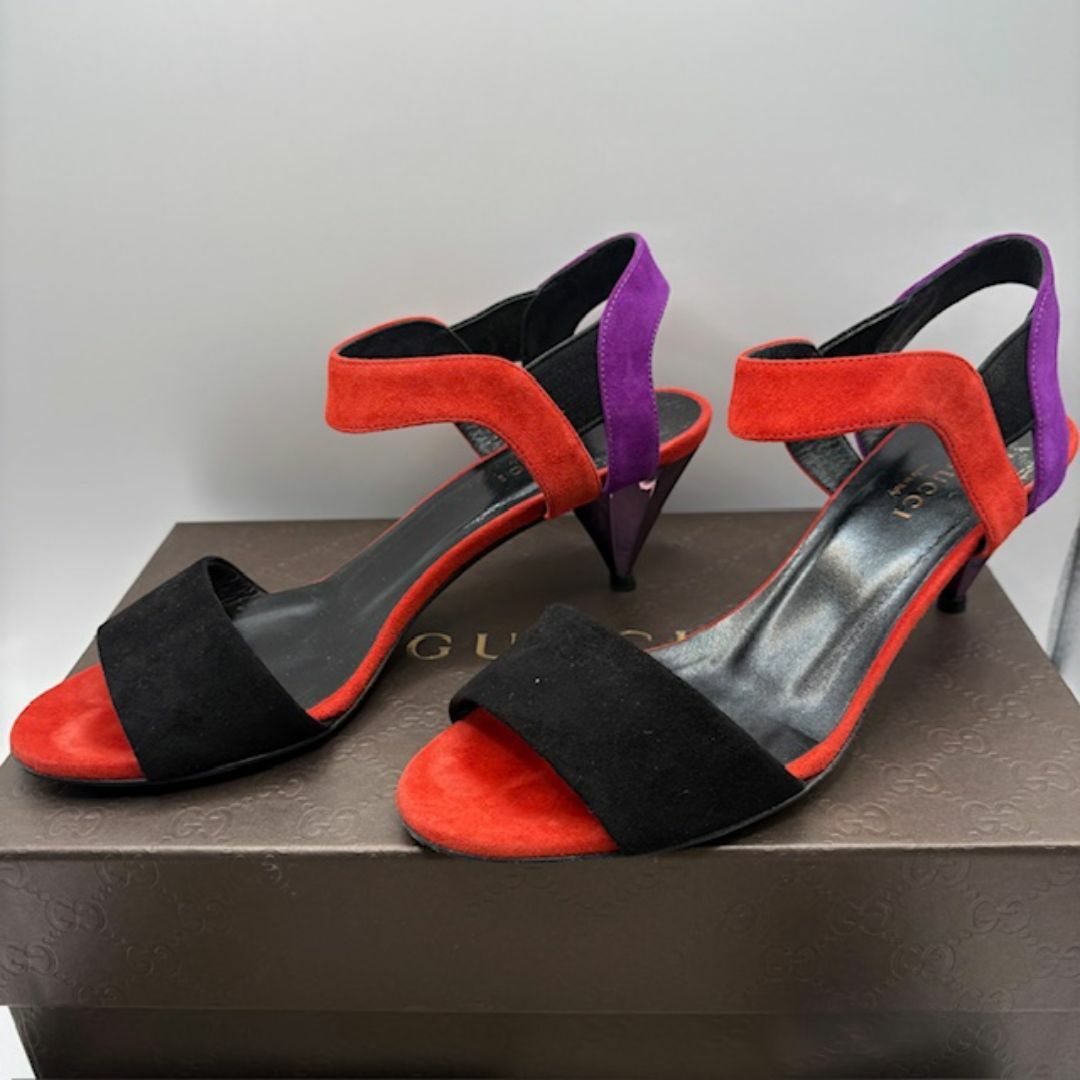 Gucci Boots Heel Short Leather Purple EU36.5/US6.5 Authentic