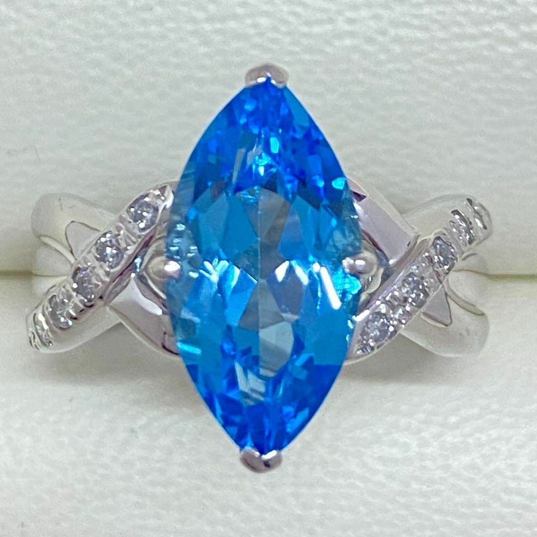 若者の大愛商品 Pt900 天然 ブルートパーズリング サイズ10.3号 11月誕生石の アクセサリー